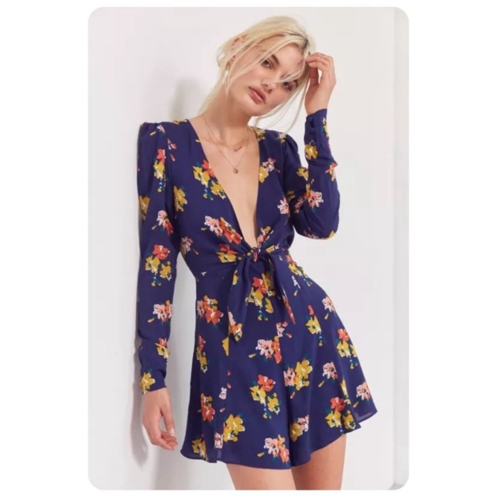 Urban outfitters Kimchi Blue Maddie Plunging Tie-Front Romper